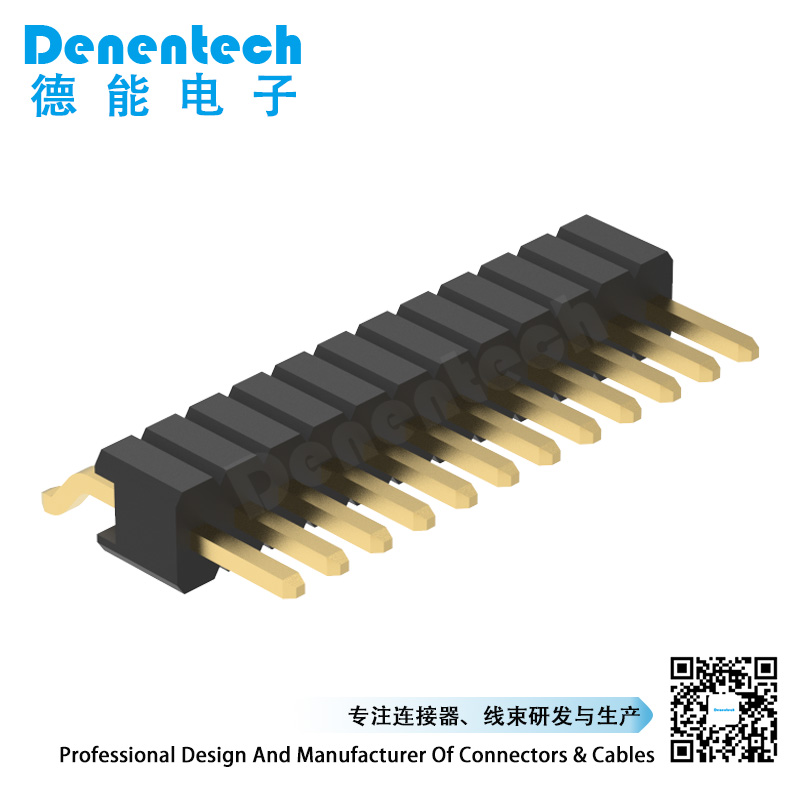 Denentech 1.27mm pin header single row SMT right angle with peg